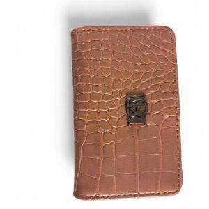 Badgley Mischka Croco Coin Purse Wallet Blush Pink Zip Around Card Holder Small